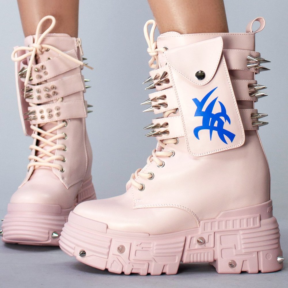 Anthony Wang X WTF CV Chem Baby Metal Pink Platform Boots